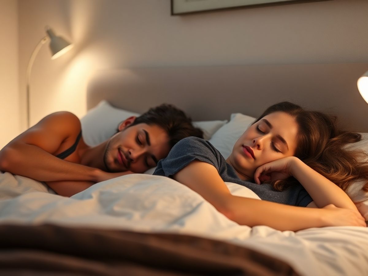 A peaceful bedroom with a sleeping couple.