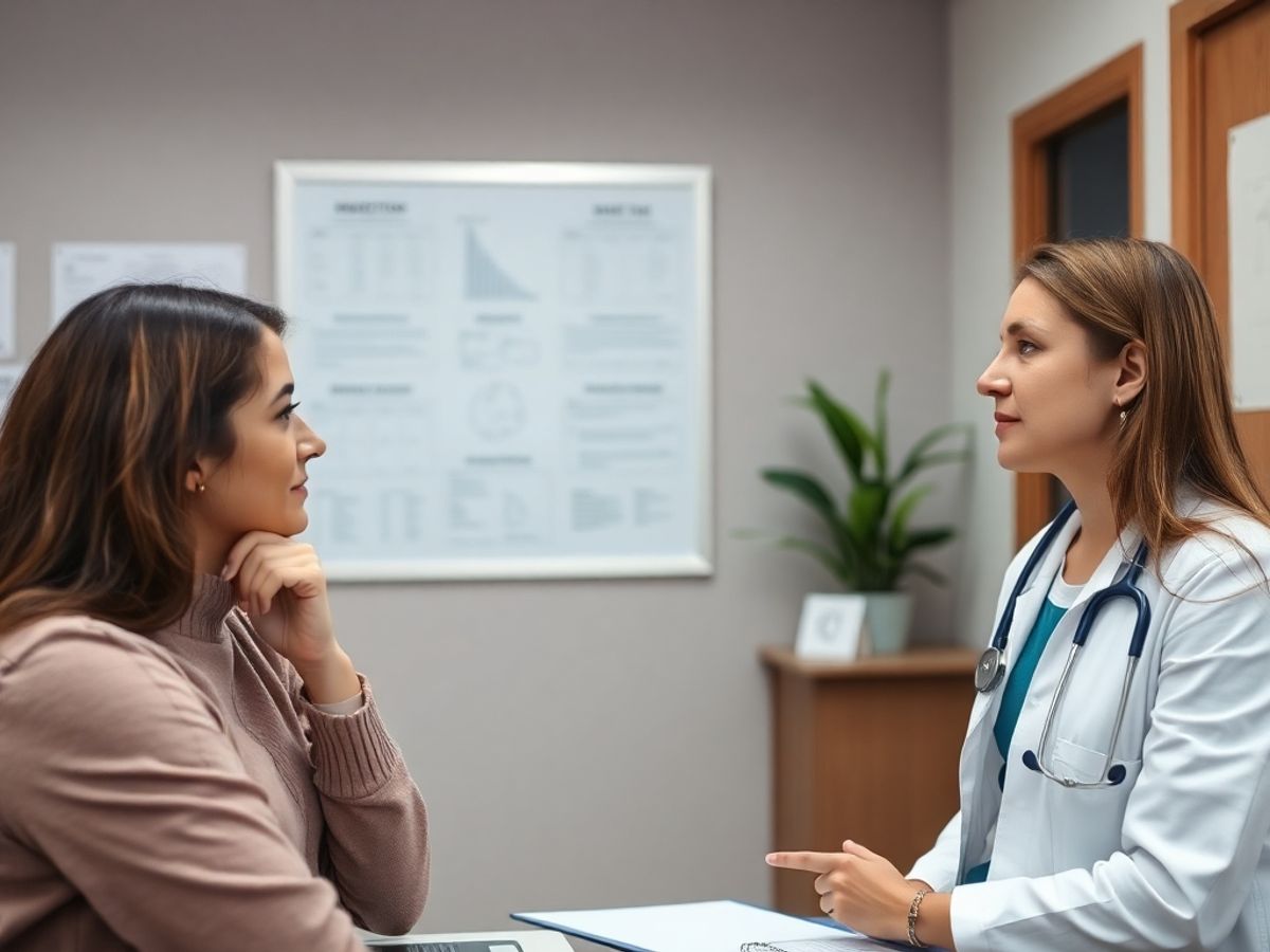 Woman consulting a healthcare professional about sexual health.