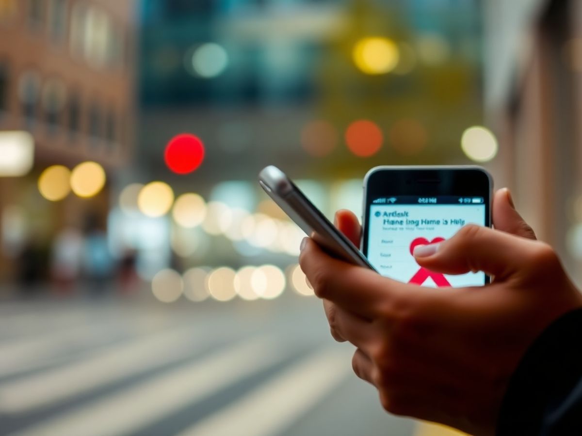 Person using smartphone in a city, privacy focus.