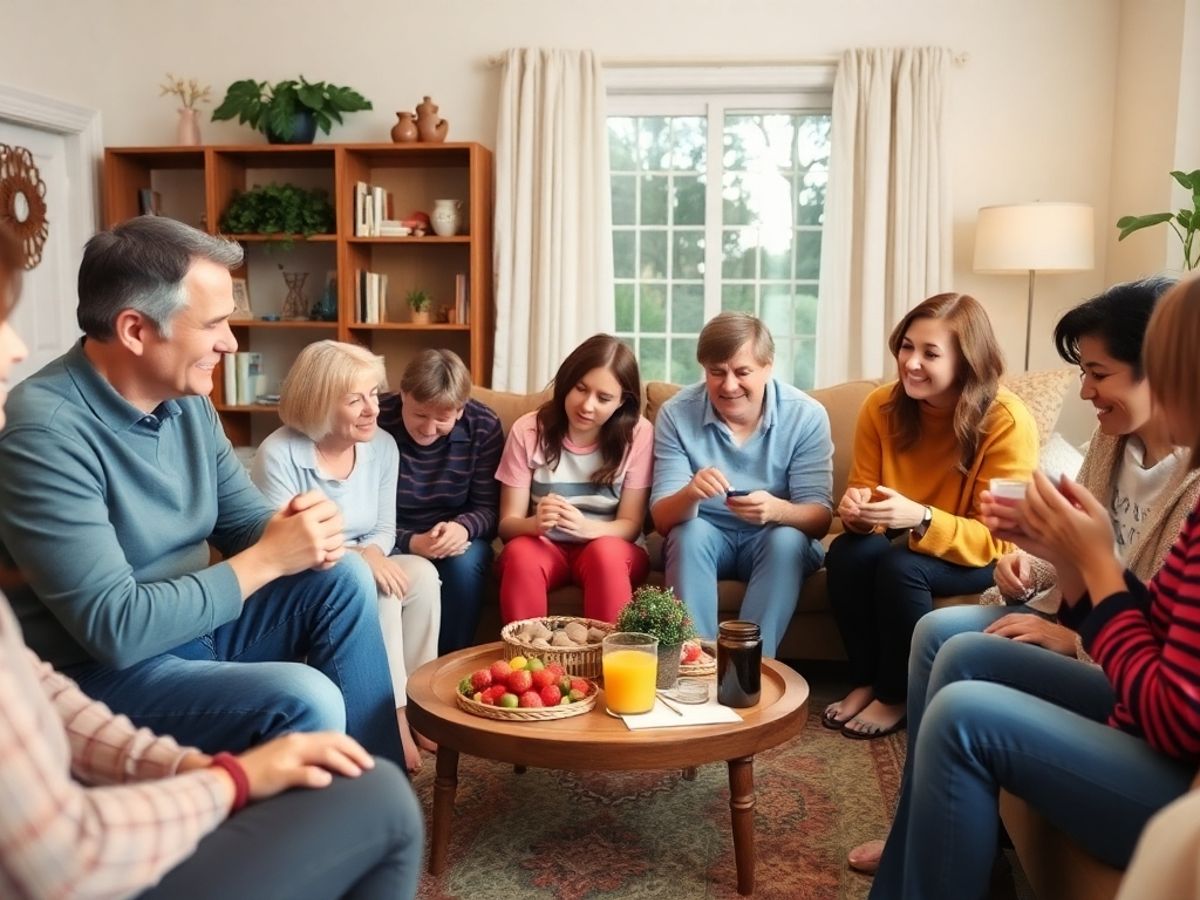 Family members supporting each other in a cozy setting.