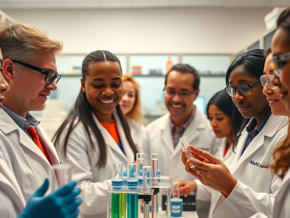 Researchers in a lab working on HIV cure solutions.