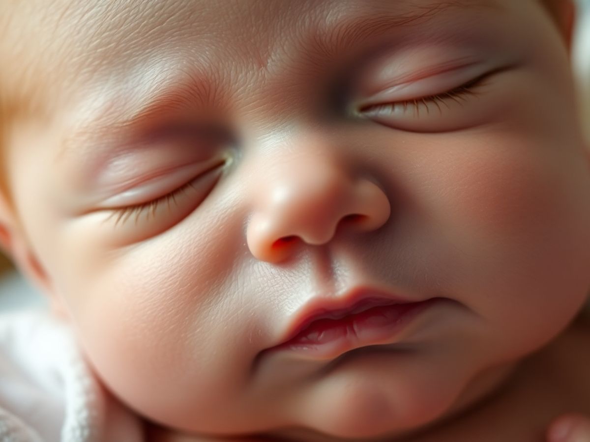 Newborn baby resting peacefully, highlighting innocence and tenderness.