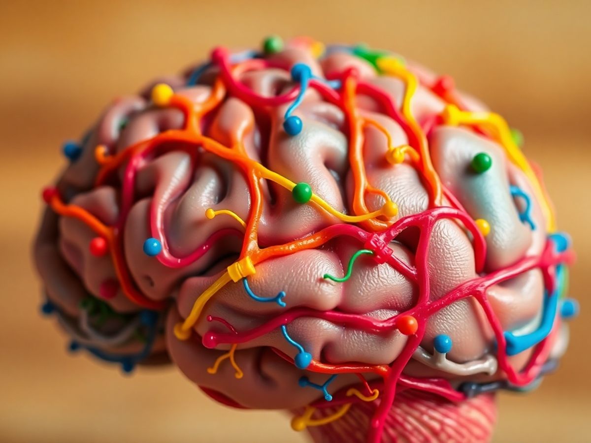 Colorful brain model illustrating autism and ADHD differences.