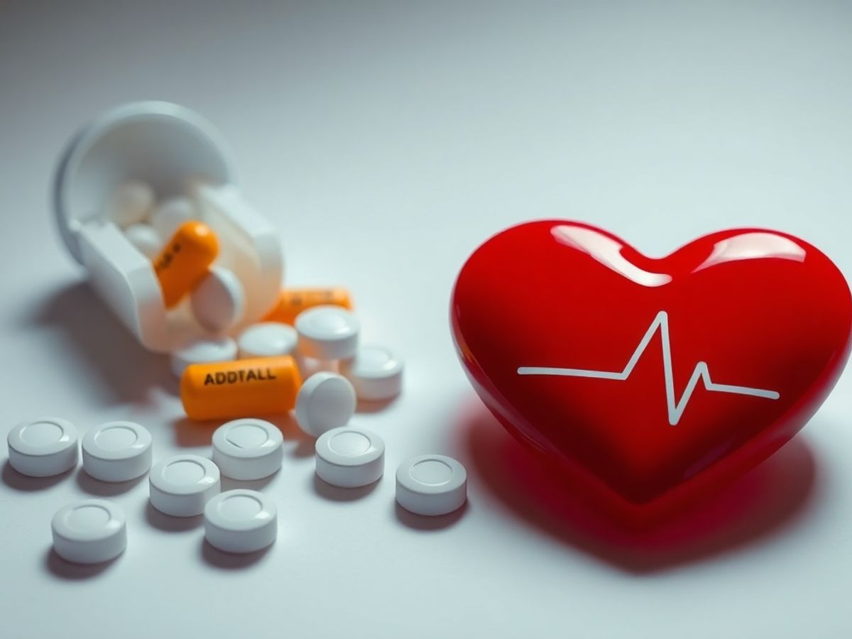 Adderall pills and a heart symbol on a table.