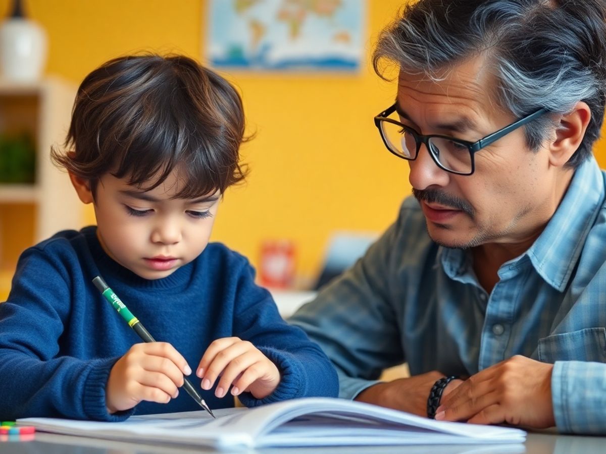 Child and adult focused on their activities together.