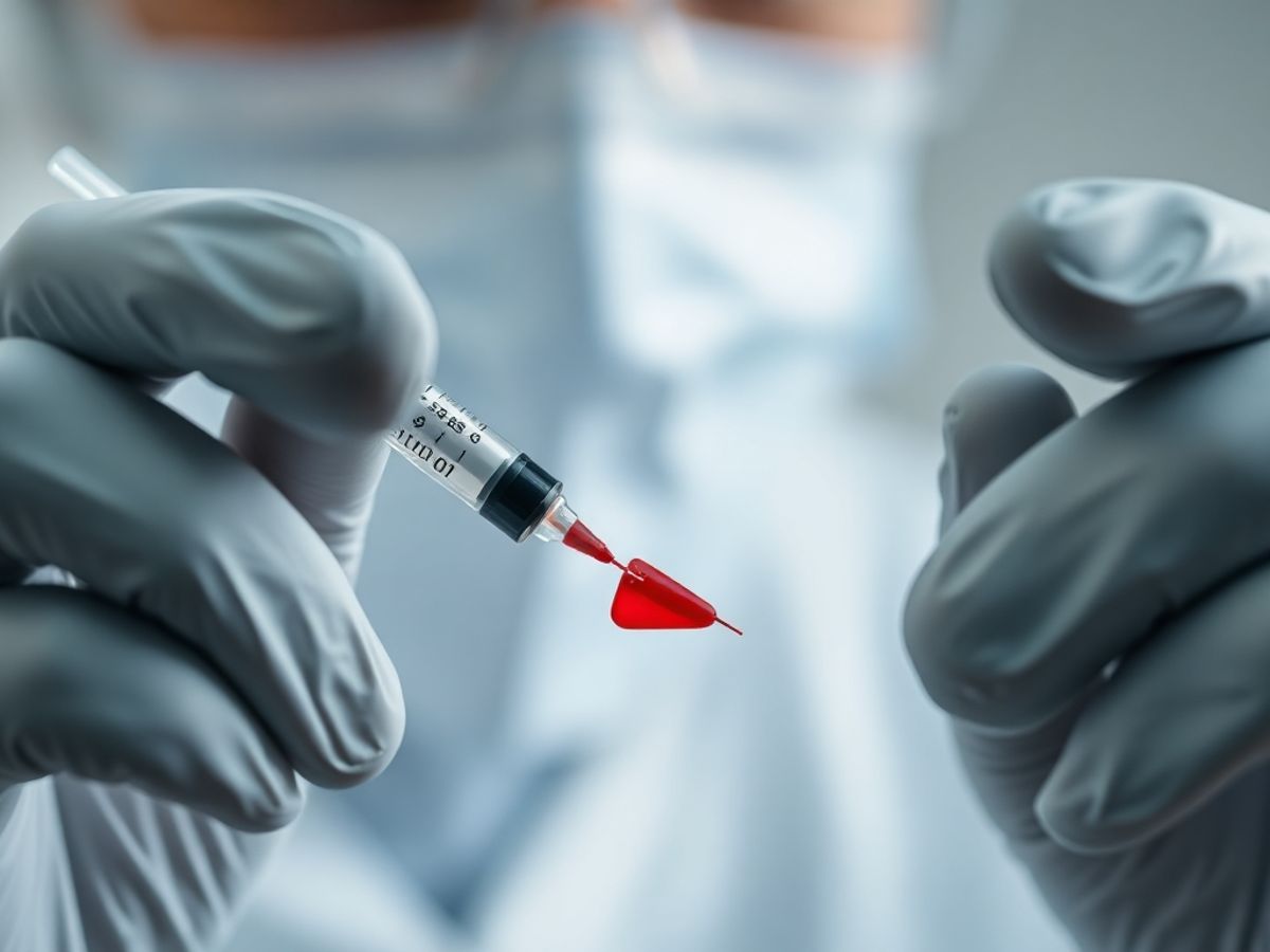 Healthcare professional analyzing blood samples related to HIV.