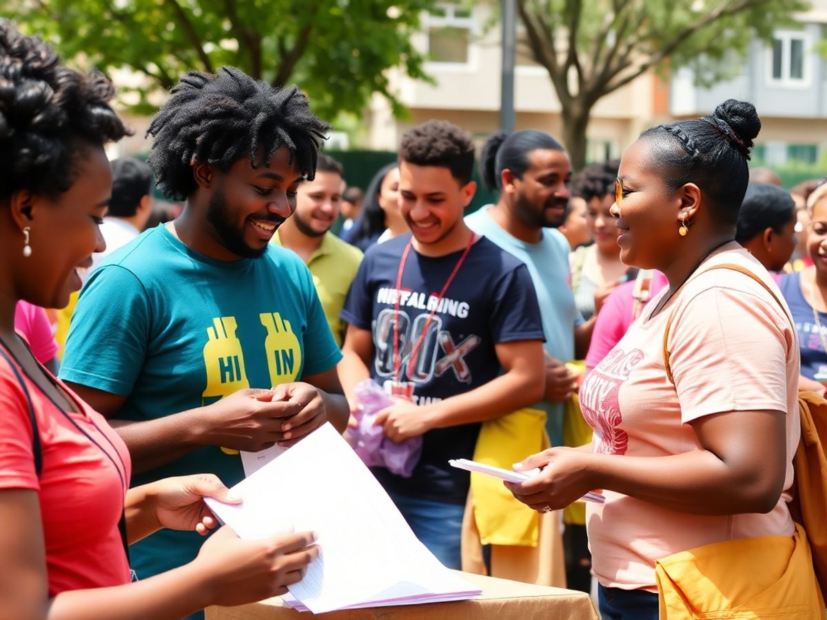 Diverse group at an HIV education community event.