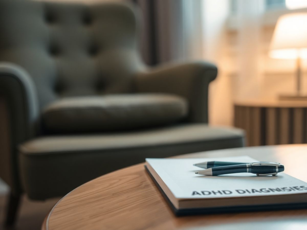 psychiatrist's office with chair, notepad, and pen