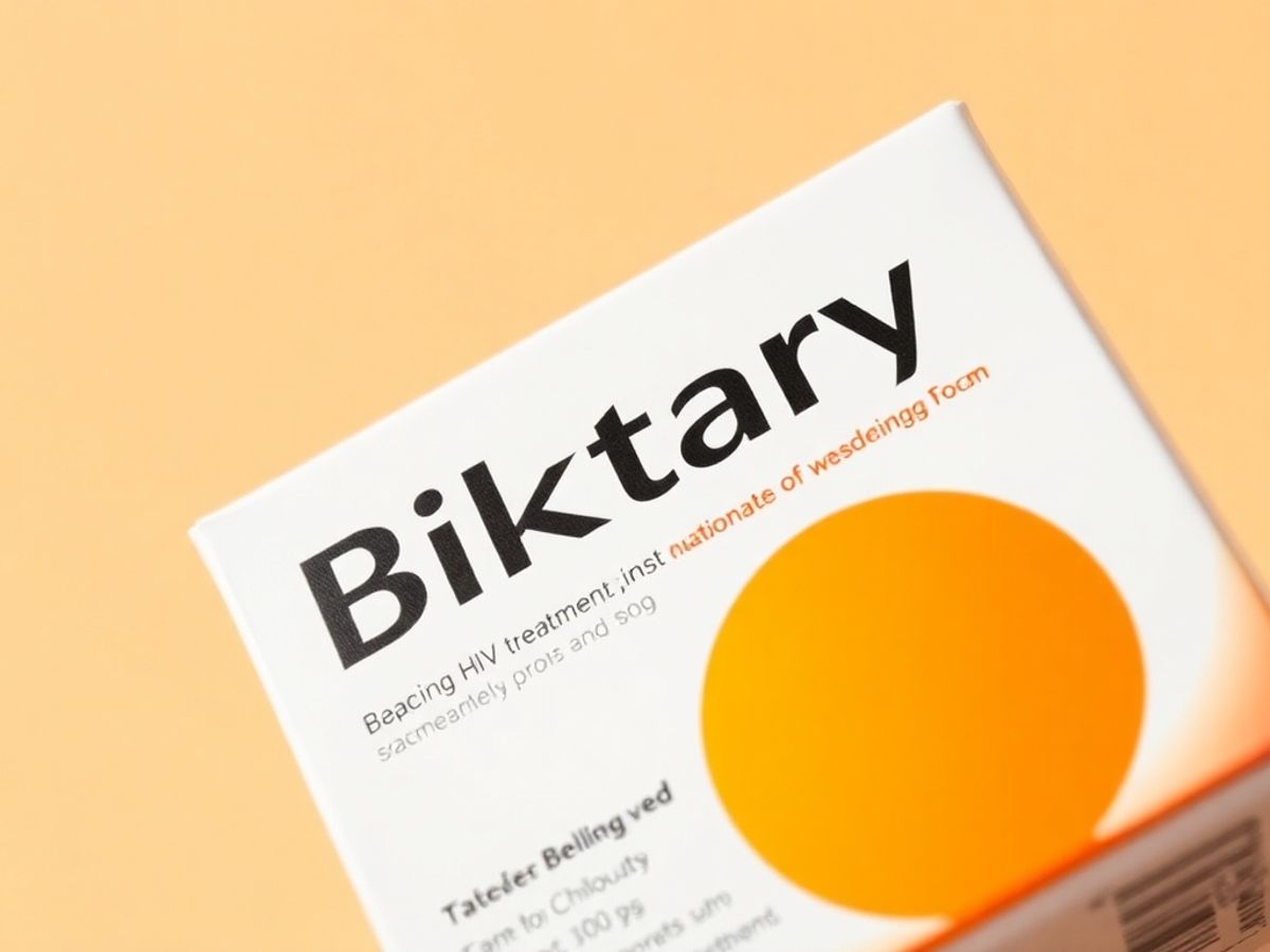 Biktarvy medication packaging on a bright background.